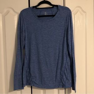 GAP gfit breathe Blue & White Stripe Long Sleeve Shirt